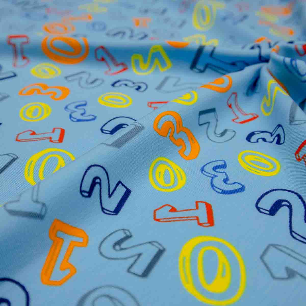 Jersey digital Druck - Öko Tex - Bunte Zahlen auf blau