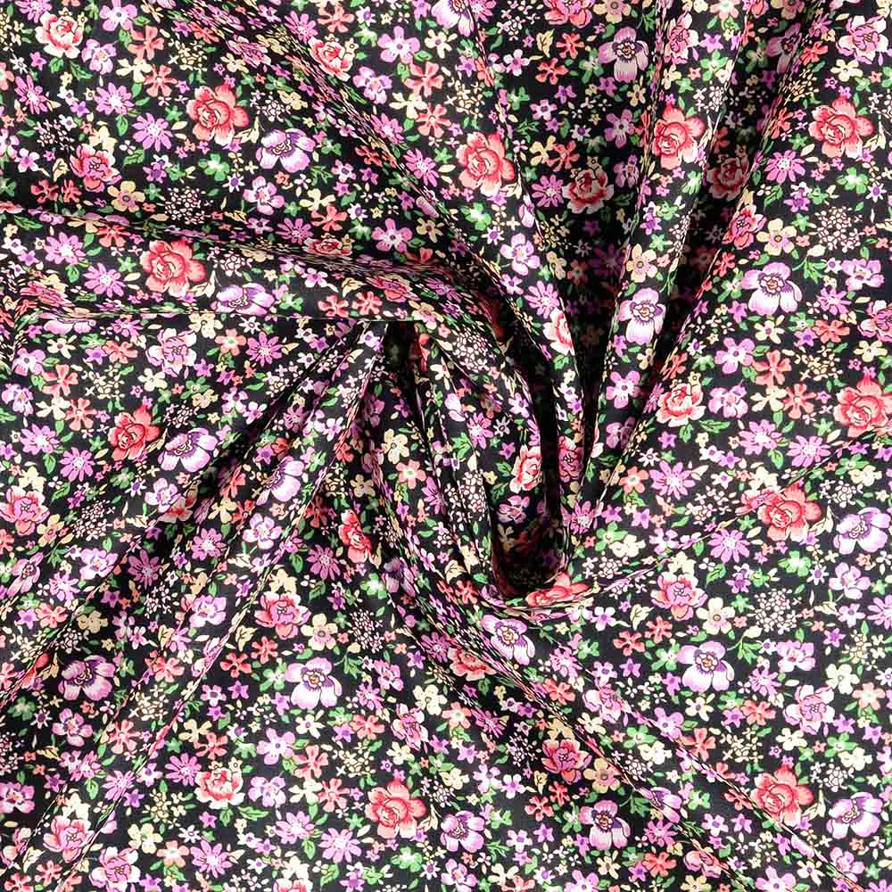 Popeline Druck - Blumen in rosa und pink