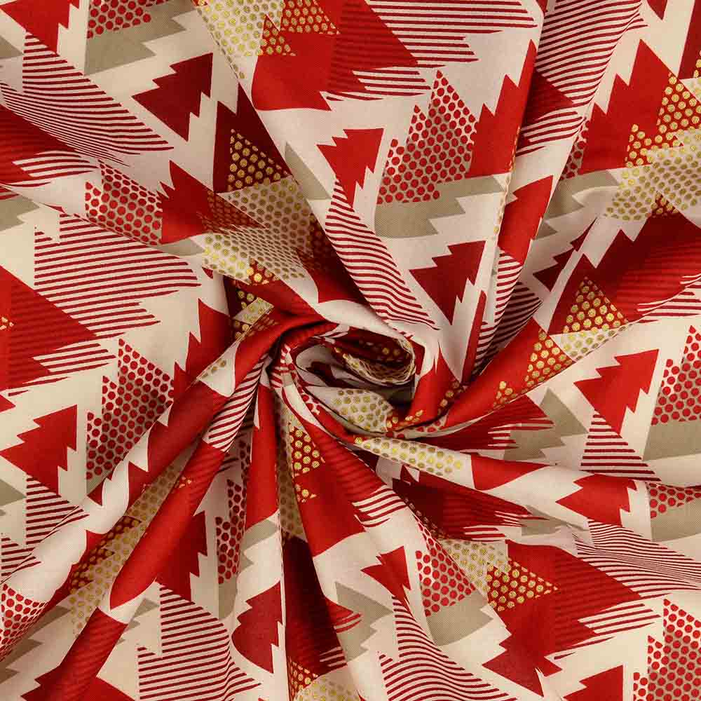 Weihnachts Baumwollstoff mit Druck - Tannenbäume