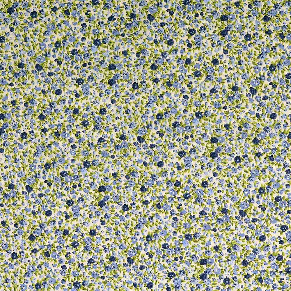 Popeline Druck - Blumen in blau