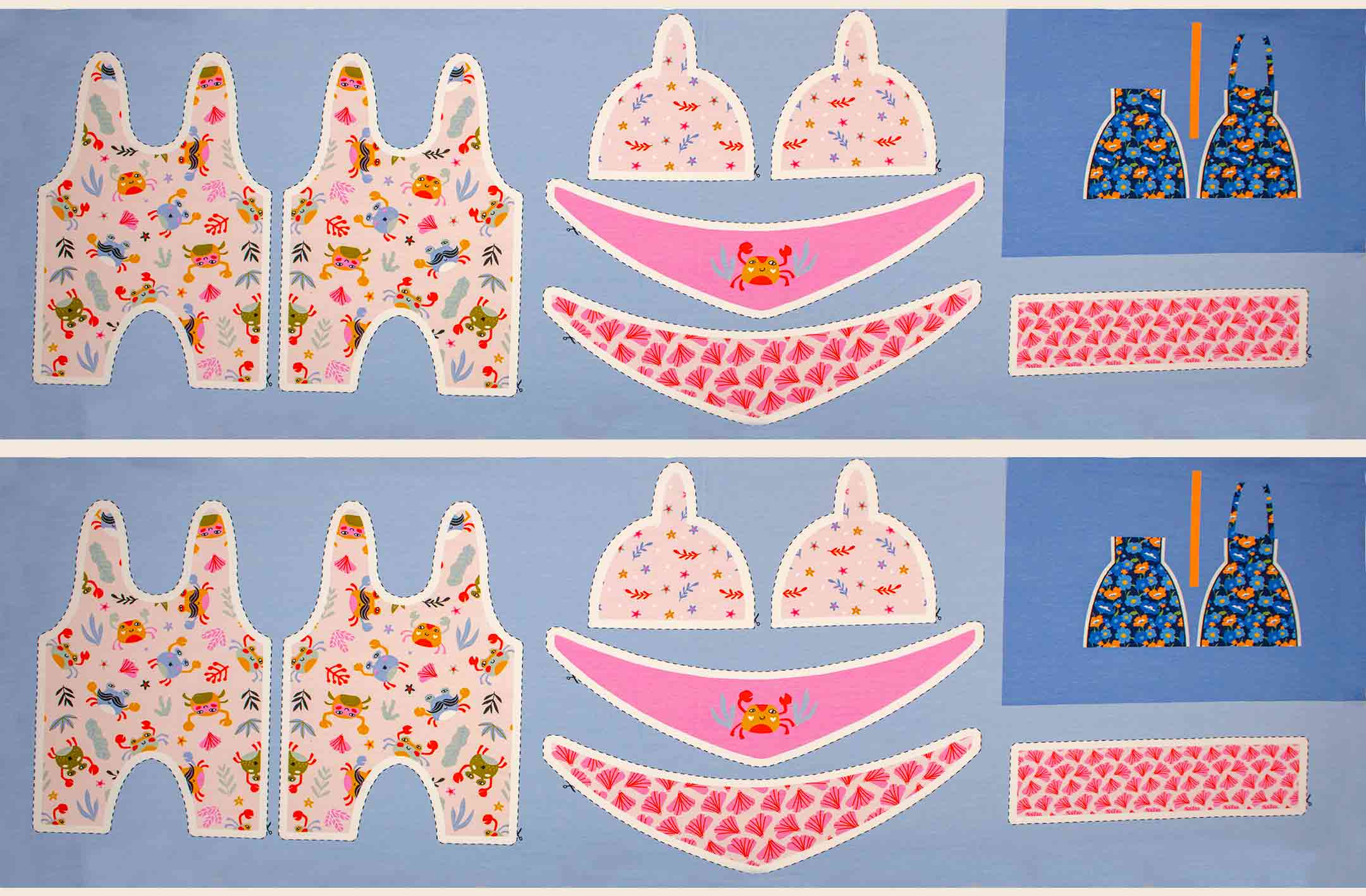Jersey digital Druck - Öko Tex - Schnittmuster Baby neugeborenes Mädchen (Gr. 44)