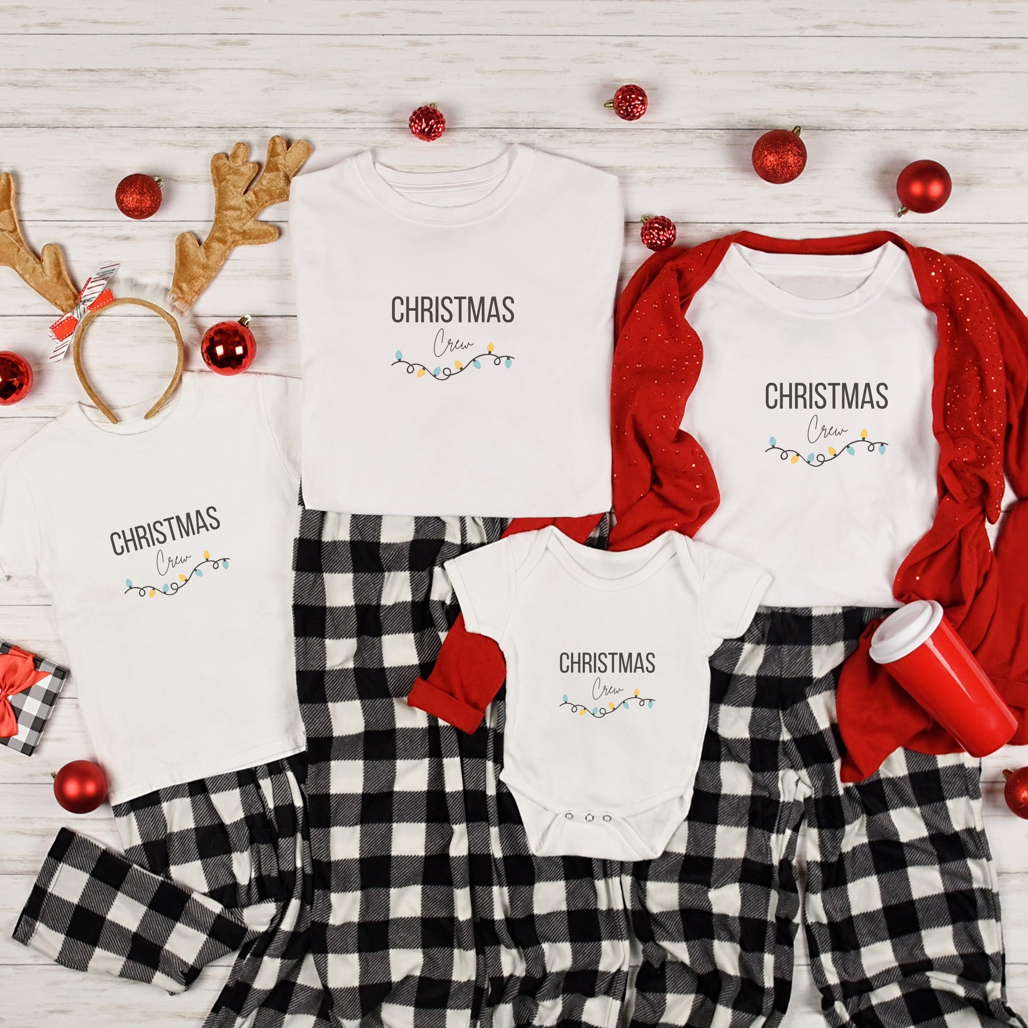 Christmas Crew mit Lichterkette — Plotterdatei (SVG)