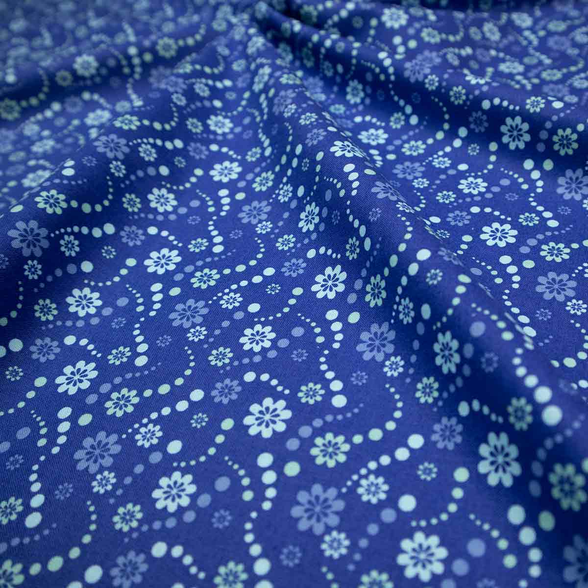 Baumwoll Organic mit Muster - blaue Blümchen