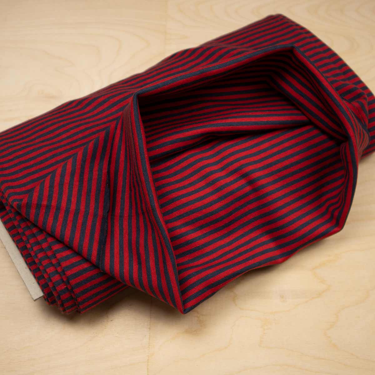 Strickschlauch Streifen - Öko Tex - rot-dunkelgrau