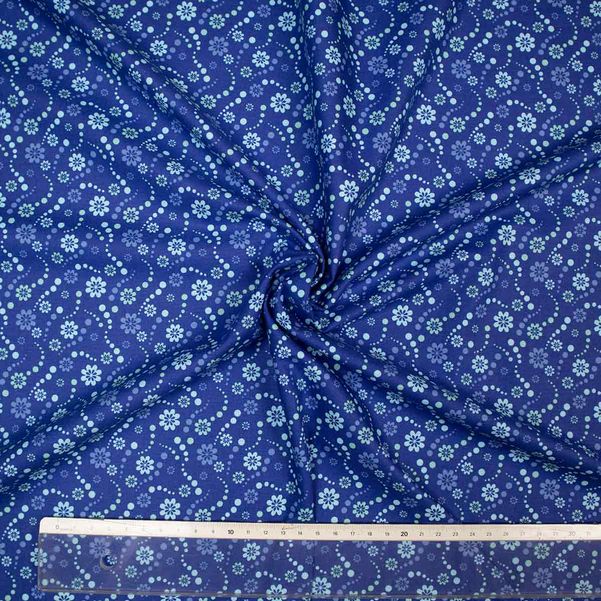 Baumwoll Organic mit Muster - blaue Blümchen